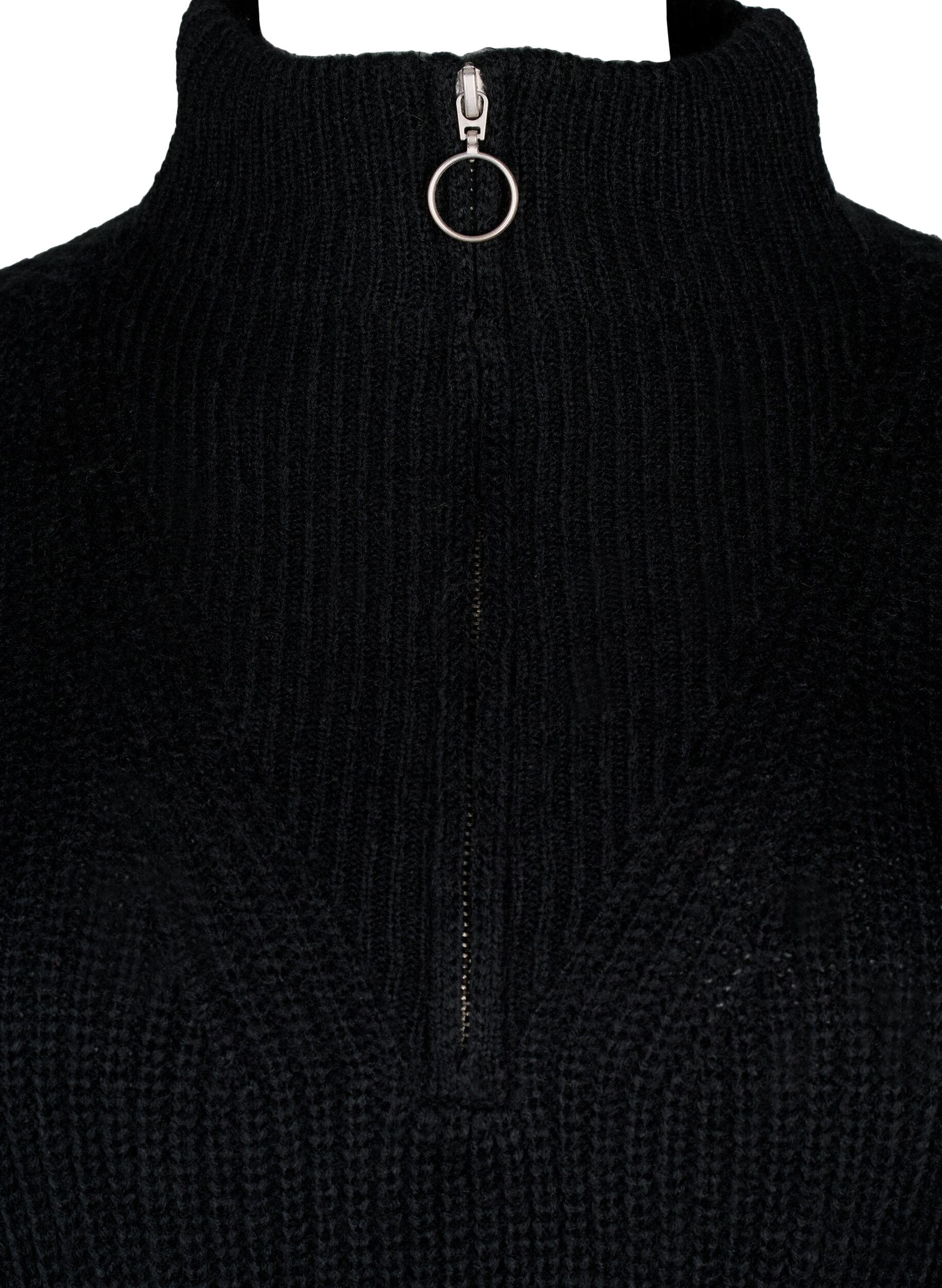 Zizzifashion FLASH - Knitted dress with high neck, Black, Packshot image number 2