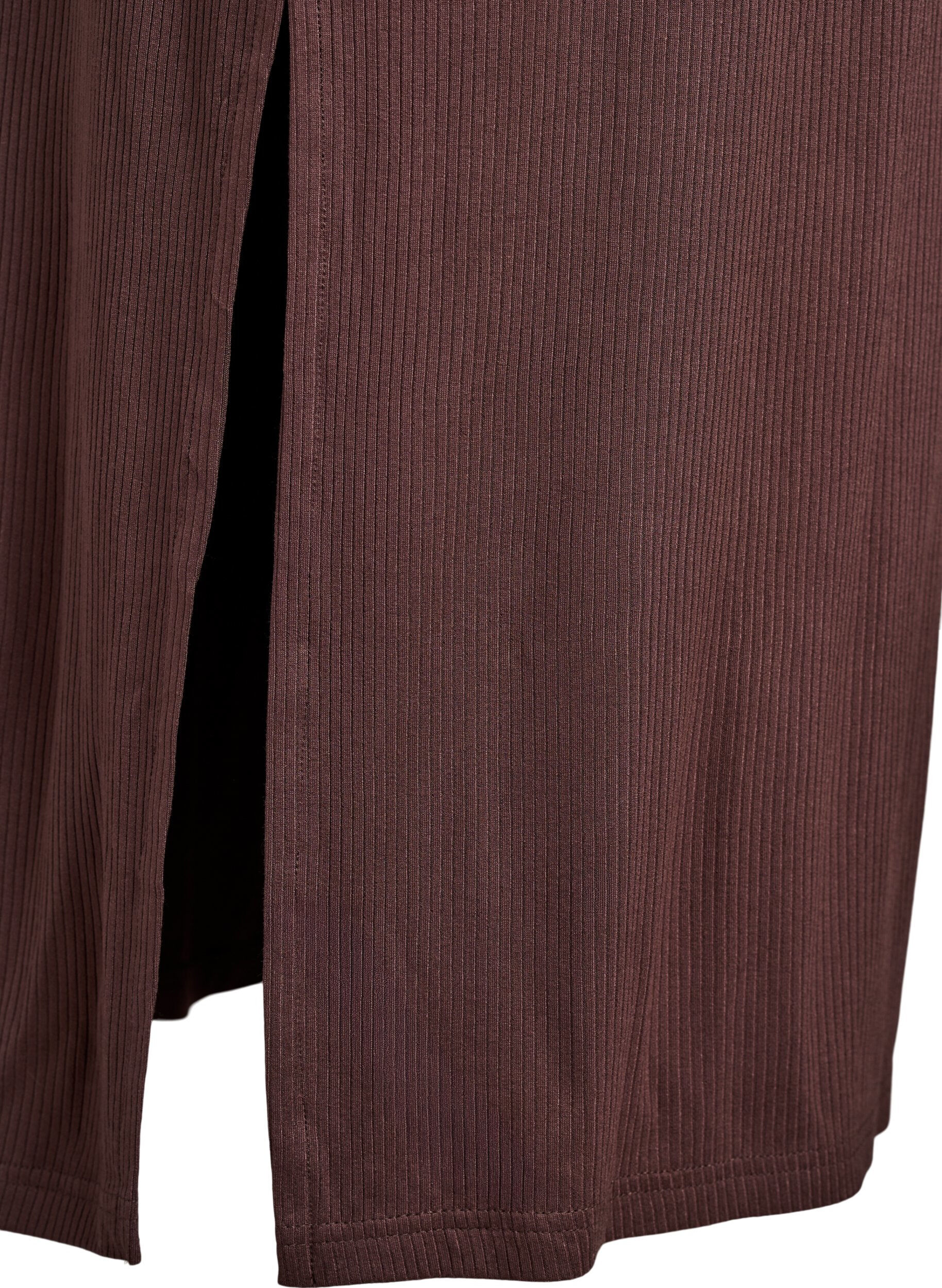 Zizzifashion Sleeveless ribbed dress in viscose, Brown, Packshot image number 3