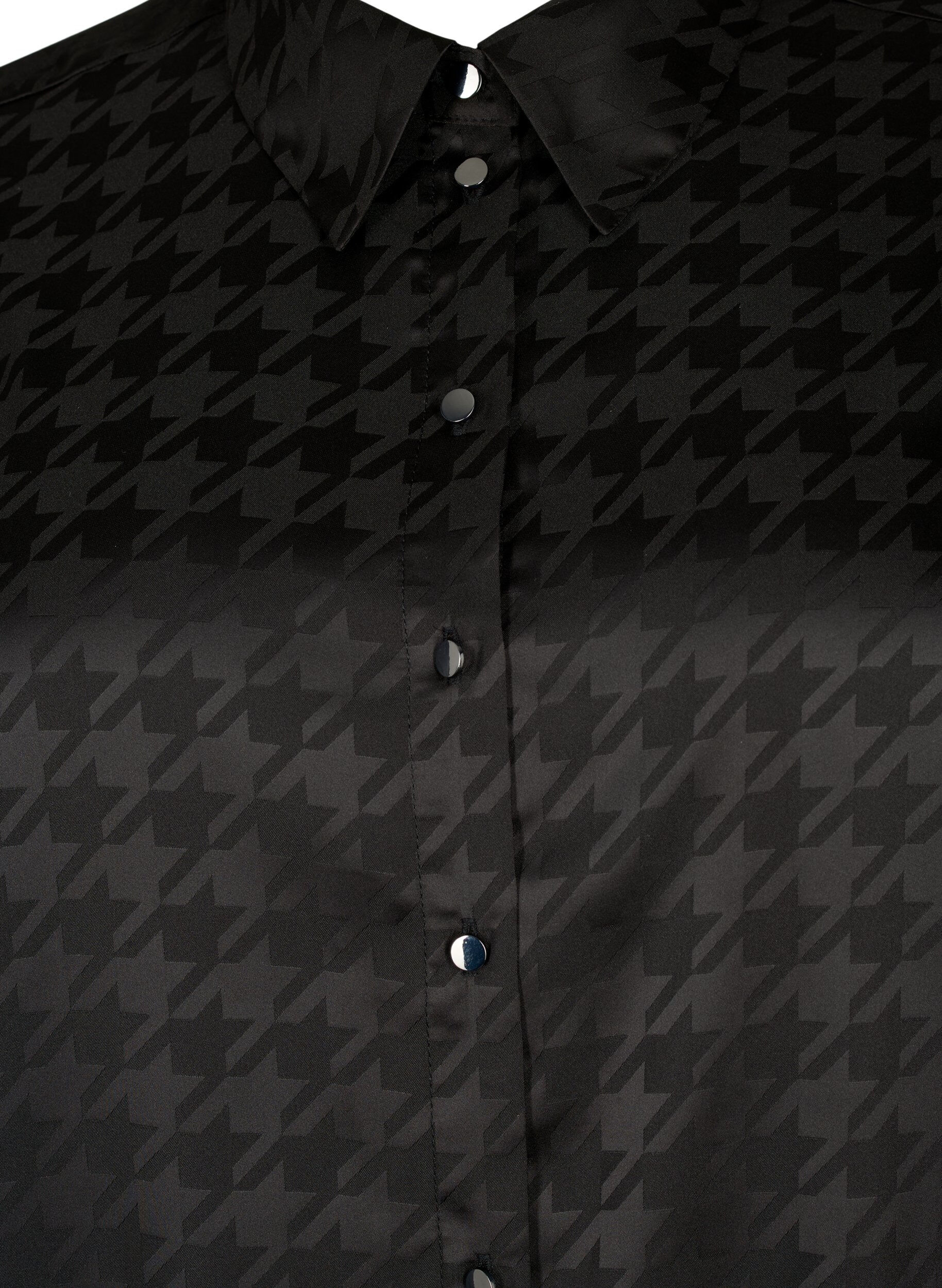 Zizzifashion Long shirt with houndstooth pattern, Black, Packshot image number 2