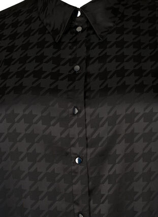 Long shirt with houndstooth pattern, Black, Packshot image number 2
