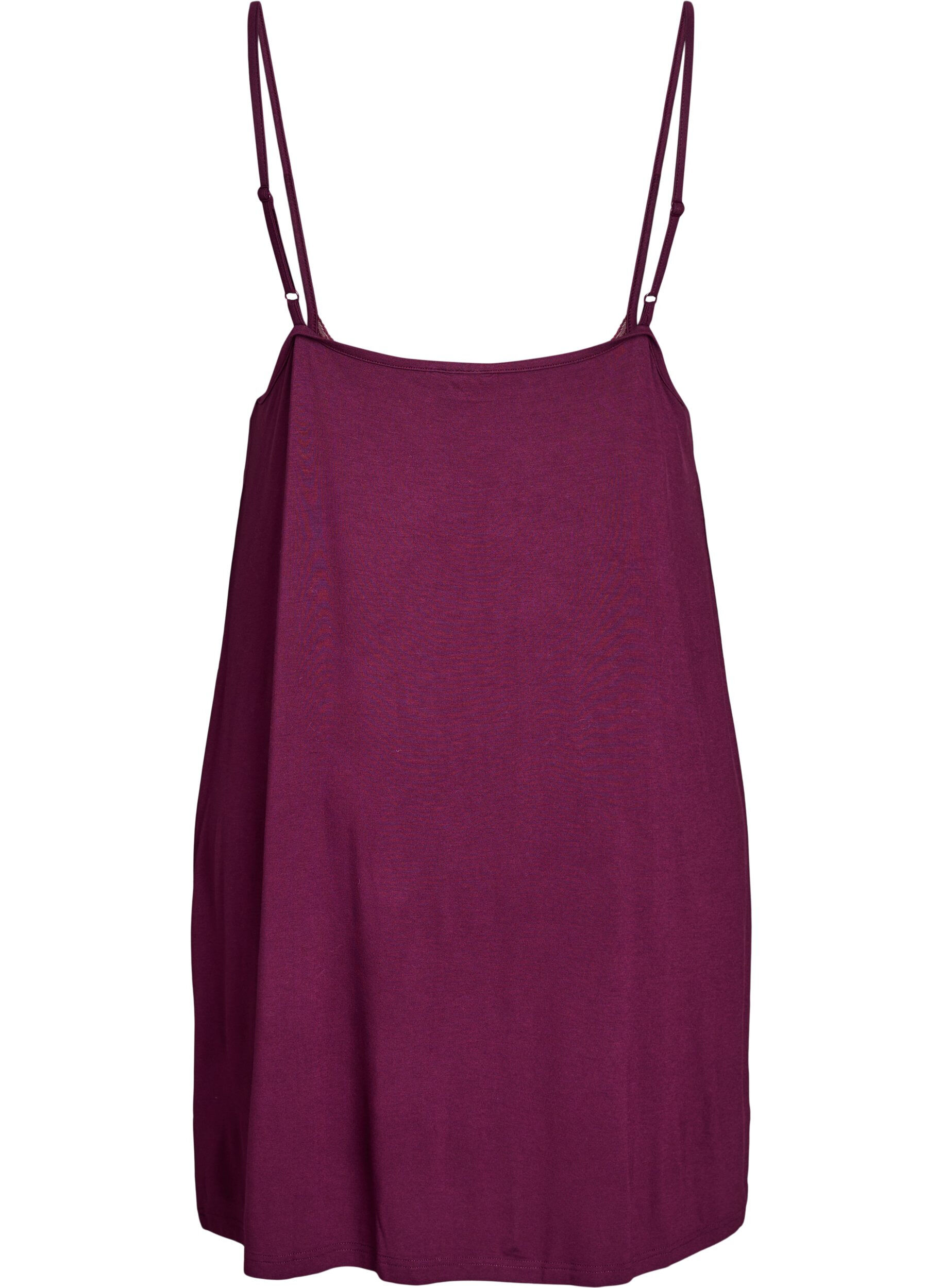 Zizzifashion Viscose nightgown with lace trim, Dark Bordeaux, Packshot image number 1