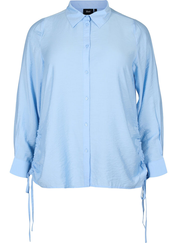 Viscose shirt with ruffle detail, Serenity, Packshot image number 0