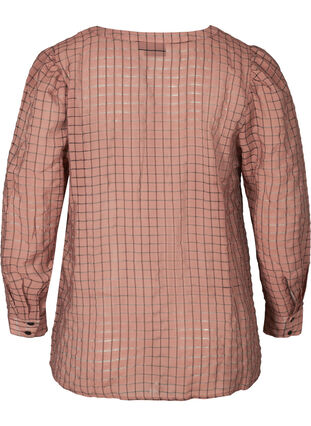 Checked blouse with buttons and puff sleeves, Rosa Check, Packshot image number 1