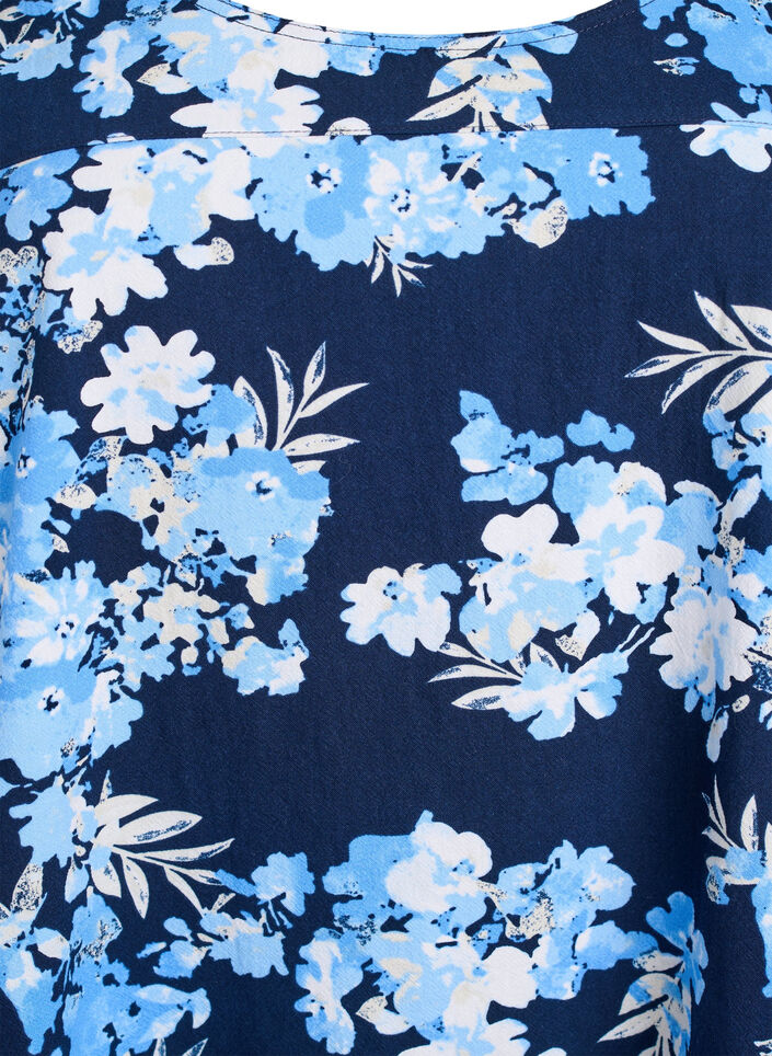 Short-sleeved, printed cotton dress, Blue, Packshot image number 2