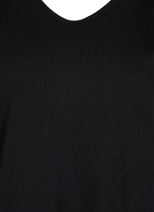 Short-sleeved cotton dress in rib knit, Black, Packshot image number 2