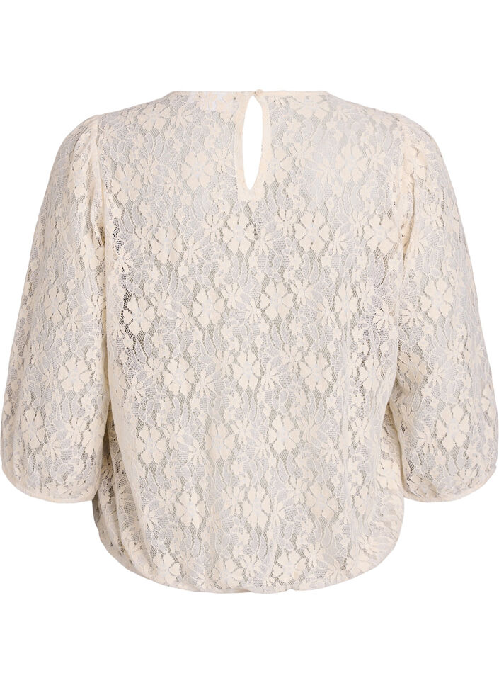 Lace blouse with 3/4 sleeves, Vanilla, Packshot image number 1