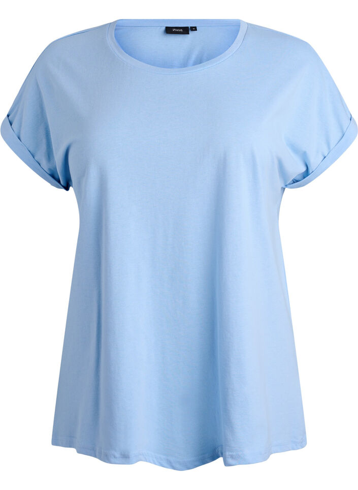 Short-sleeved t-shirt in a cotton blend, Light Blue, Packshot image number 0