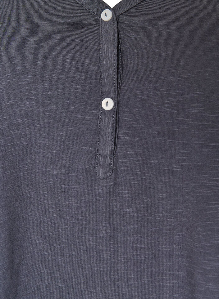 Long-sleeved t-shirt with V-neck and buttons, Grey, Packshot image number 2