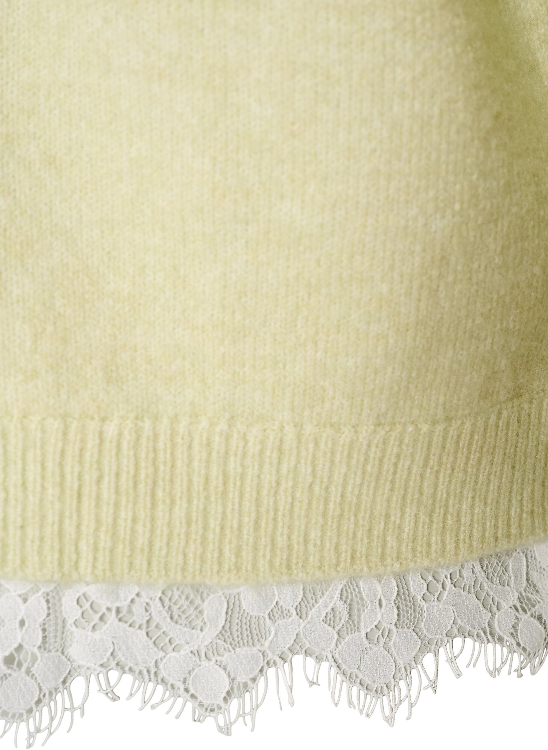 ZizzifashionKnitted blouse with lace trim at the hem, Green, Packshot image number 3