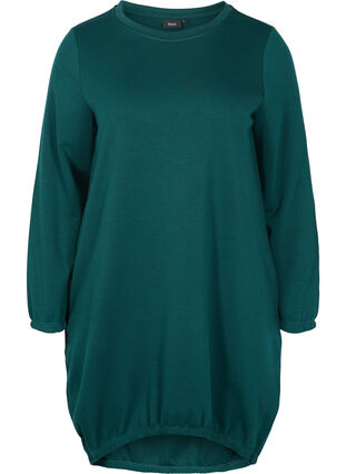 Plain, long-sleeved sweatshirt dress, Ponderosa Pine, Packshot image number 0