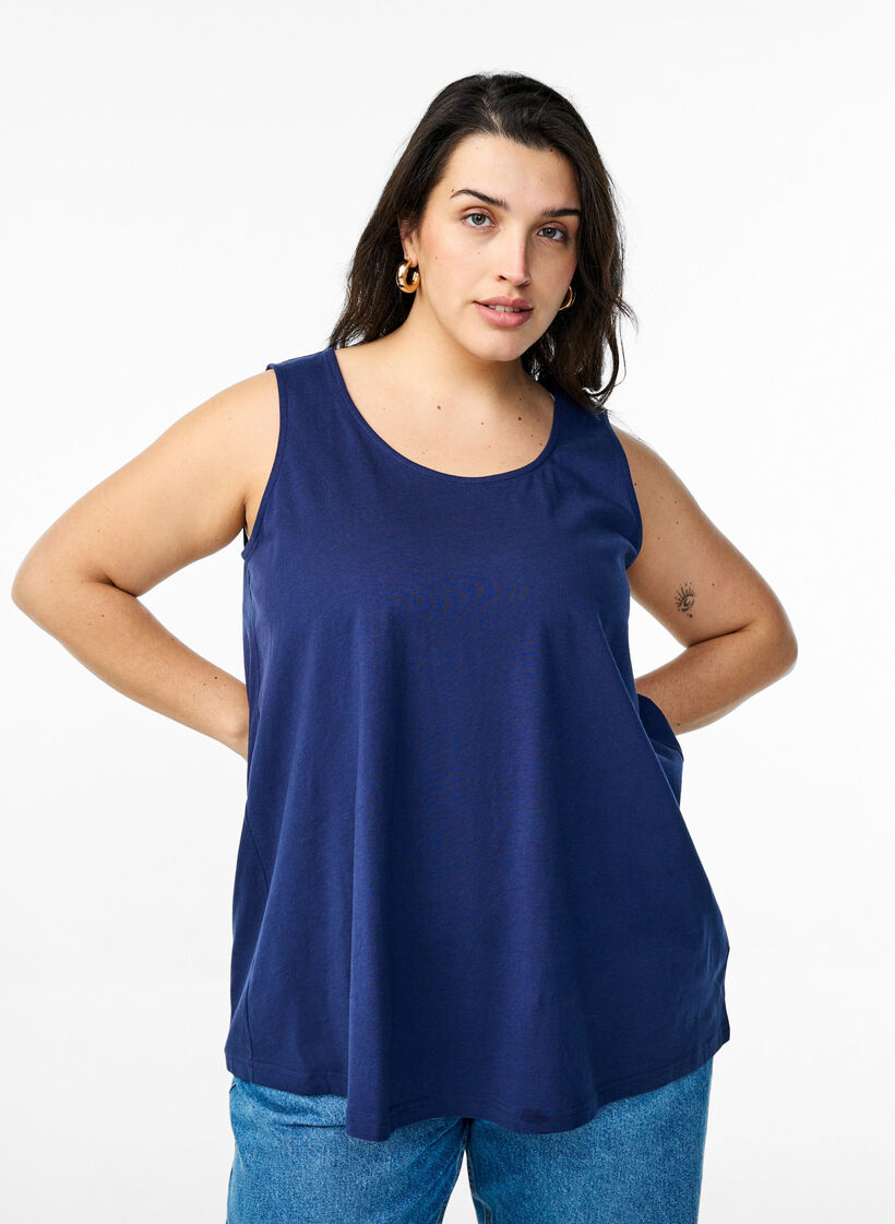 Cotton top with a-shape, Blue, Model image number 0