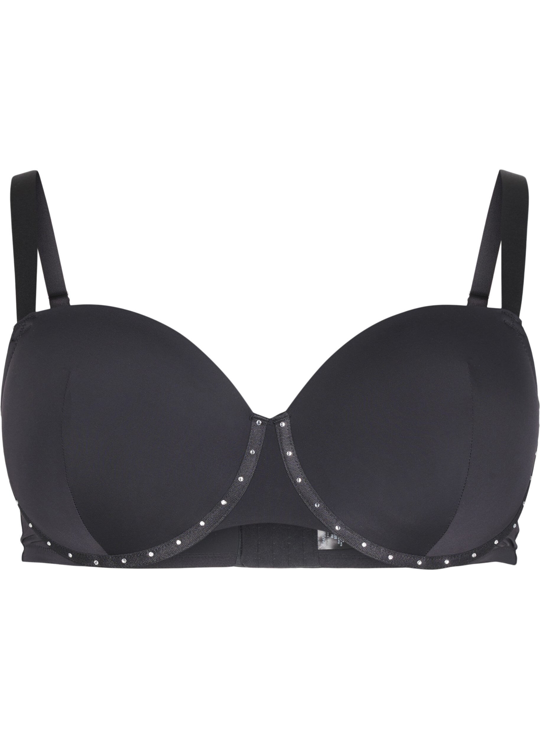 Zizzifashion Moulded bra with rhinestones, Black, Packshot image number 0