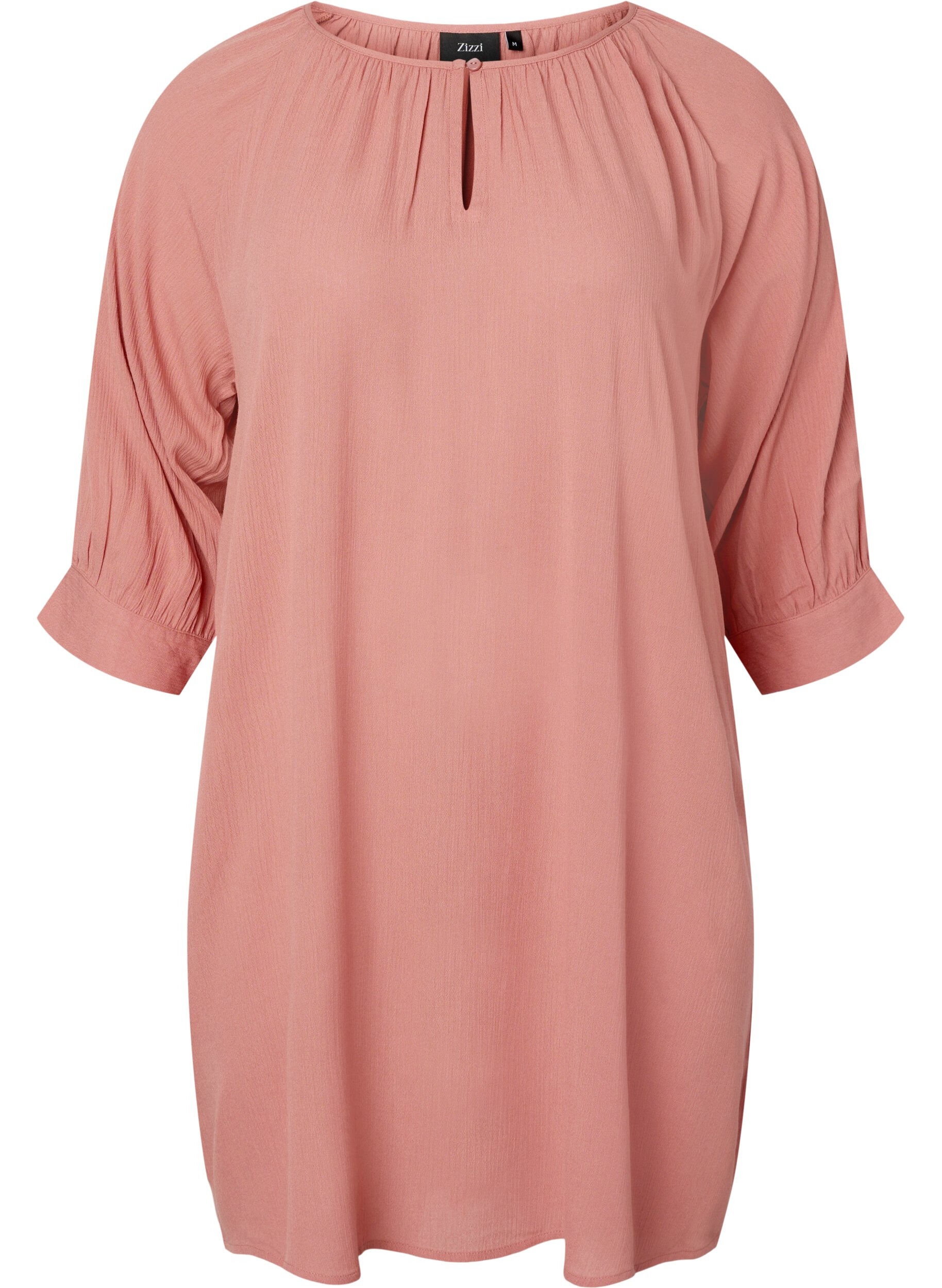 Zizzifashion Viscose tunic with 3/4 sleeves, Rose, Packshot image number 0
