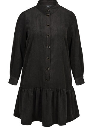 Short velvet dress with buttons, Black, Packshot image number 0