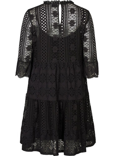 Lace dress with 3/4 length sleeves, Black, Packshot image number 1