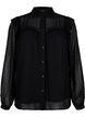 Shirt blouse with ruffles and dotted texture, Black, Packshot image number 0