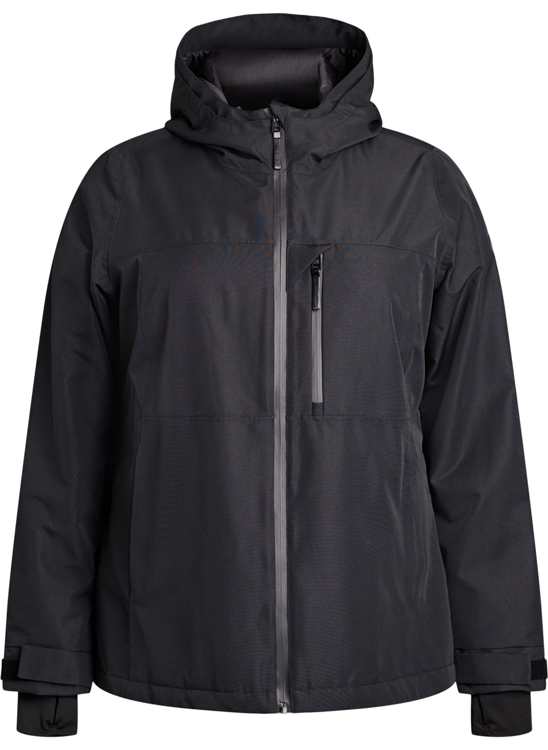 Ski jacket with hood and zip pockets