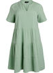 Knee-length cotton muslin dress with an A-line cut, Green, Packshot image number 0