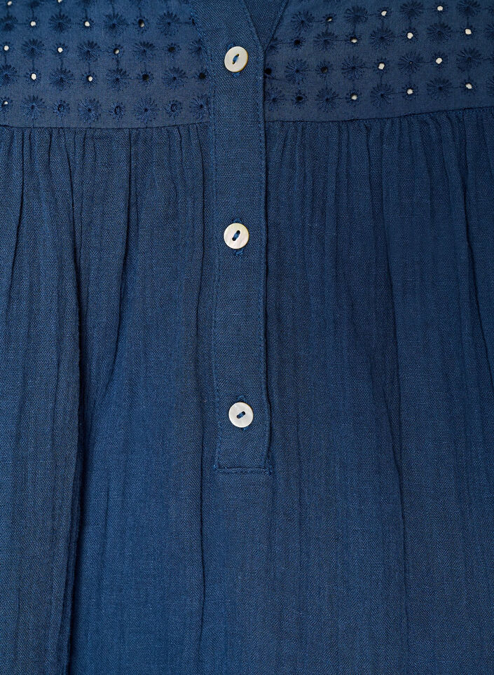 Cotton muslin tunic with broderie anglaise, Blue, Packshot image number 2