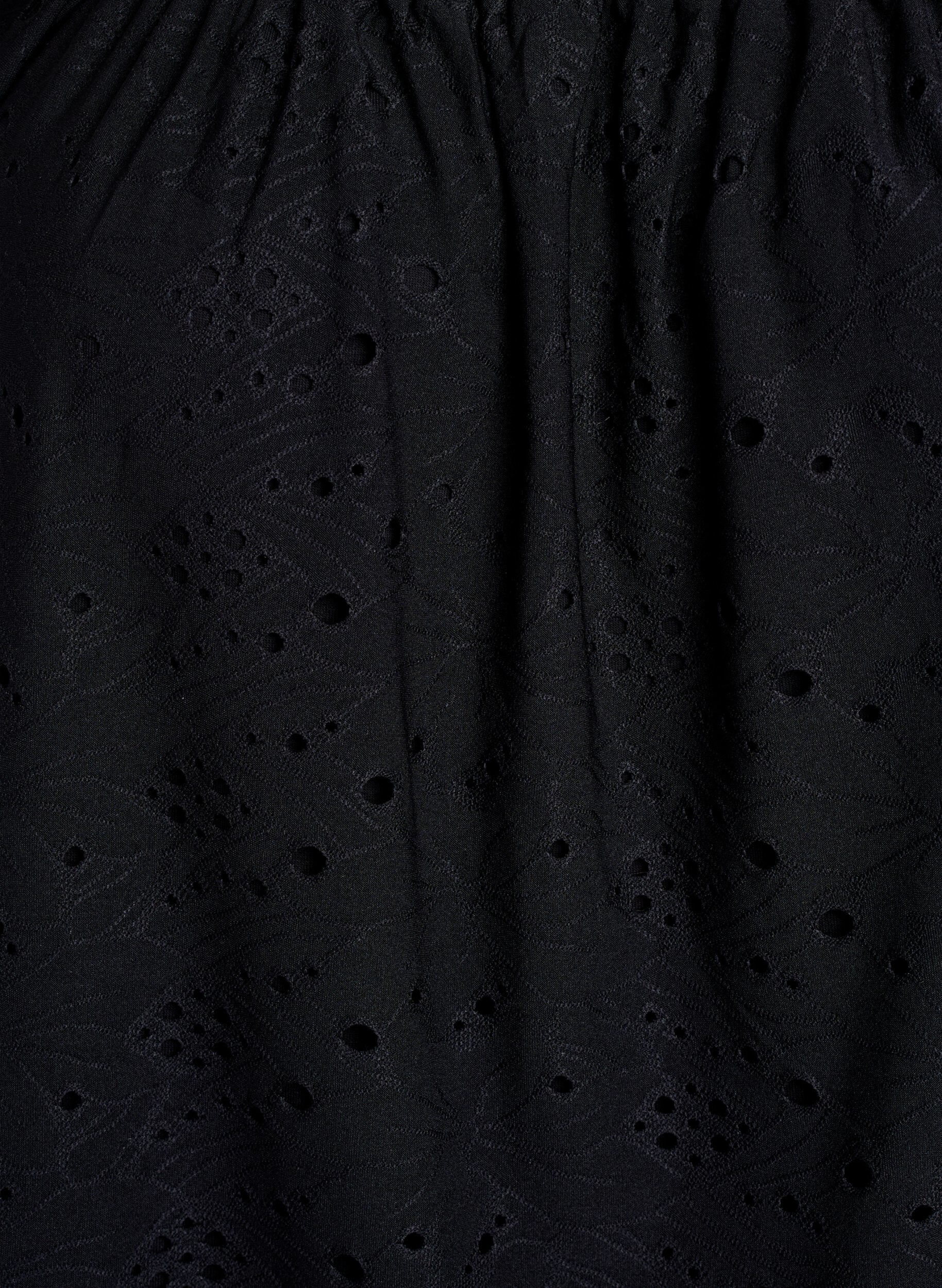 Zizzifashion Blouse with short puff sleeves and an openwork pattern, Black, Packshot image number 2