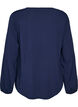 Viscose blouse with V-neck and rounded hem, Blue, Packshot image number 1