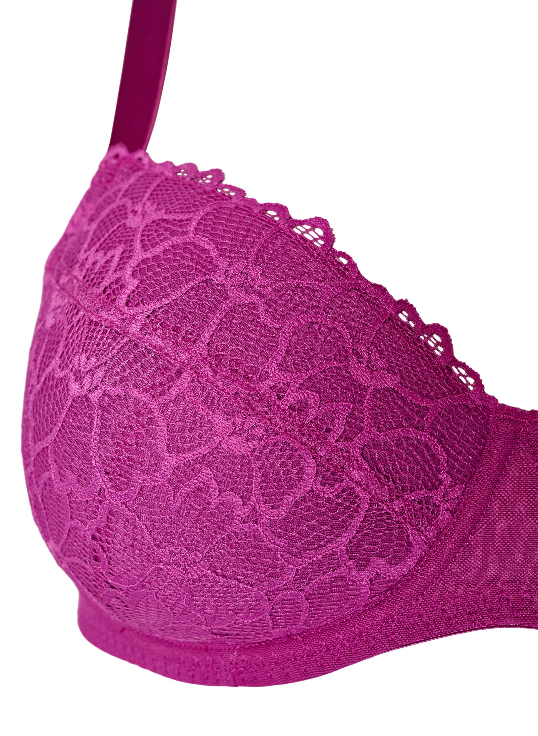 Zizzifashion Padded bra with lace and underwire, Purple, Packshot image number 2