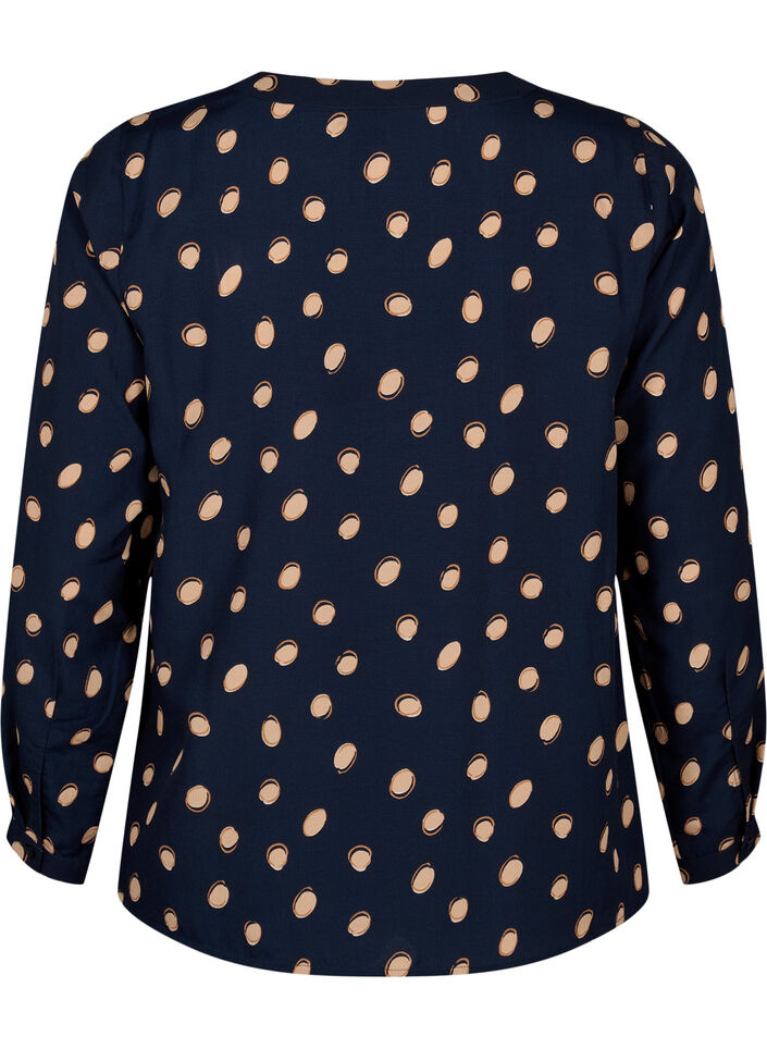 FLASH - Long sleeve blouse with print, Blue Double Dot, Packshot image number 1
