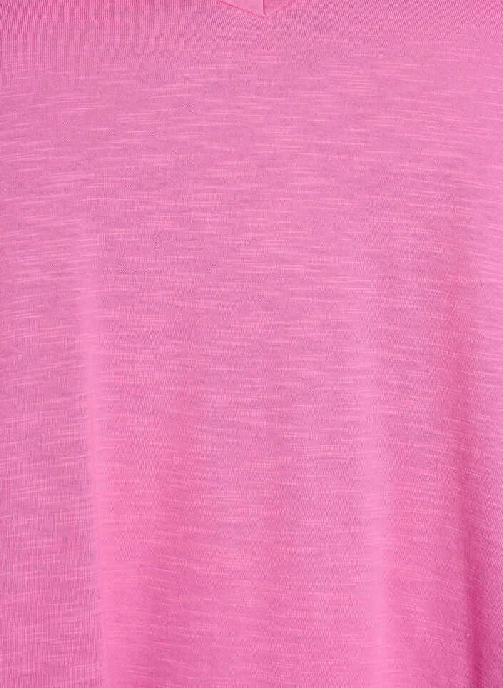 Short-sleeved basic t-shirt with v-neck, Pink, Packshot image number 2