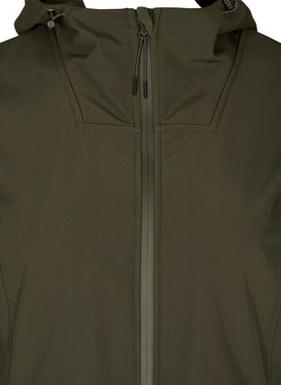 Hooded softshell jacket with adjustable waist, Forest Night, Packshot image number 2