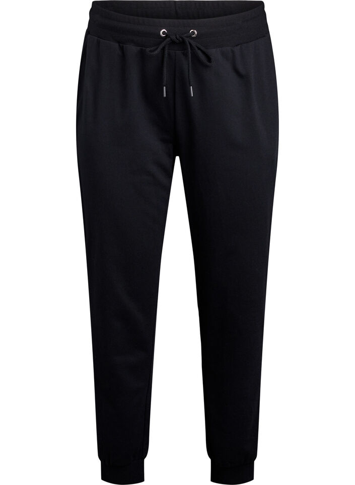 Loose workout trousers with pockets, Black, Packshot image number 0