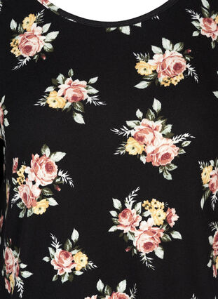 Long-sleeved floral dress, BLACK W. ROSE AOP, Packshot image number 2