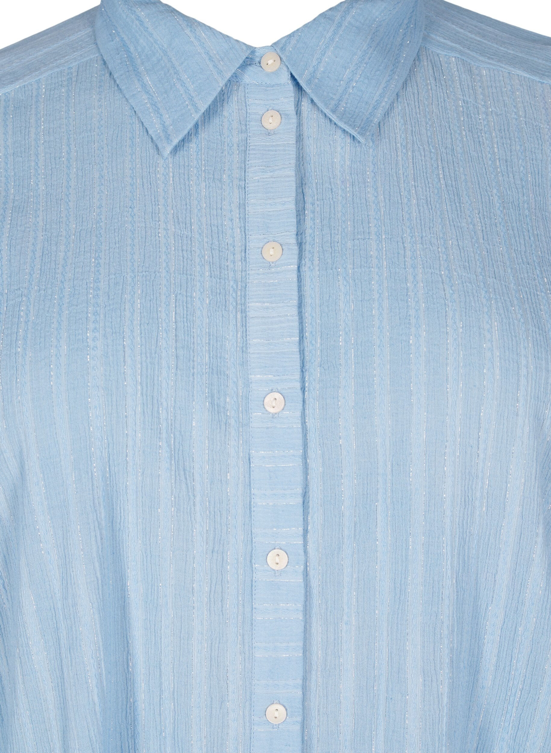 Zizzifashion Loose shirt with striped texture and glitter thread, Light Blue, Packshot image number 2