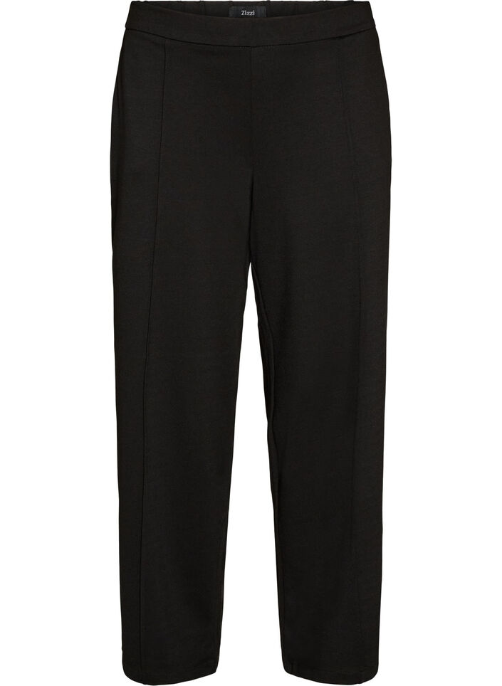 Loose jersey trousers with a high waist, Black, Packshot image number 0