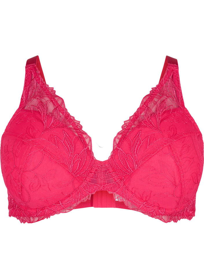Padded lace bra with underwire, Pink, Packshot image number 0