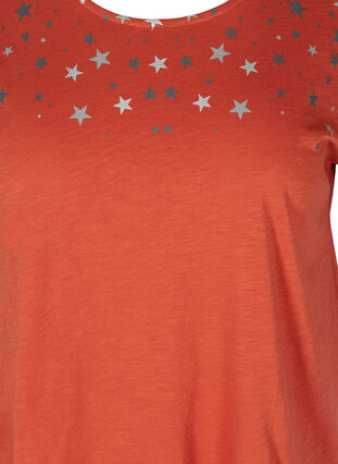 Short-sleeved cotton t-shirt with starts, Burnt Brick STARS, Packshot image number 2