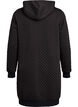 Long quilted zip-up hoodie with pockets, Black, Packshot image number 1