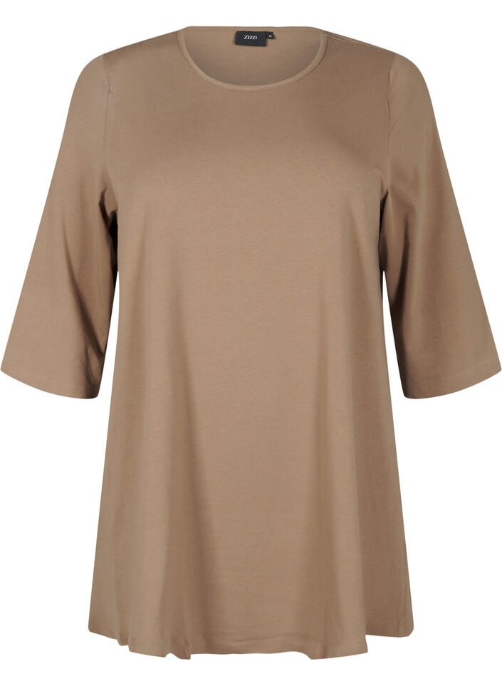 A-shape tunic with 3/4 sleeves, Shitake, Packshot image number 0