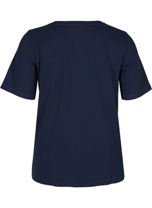 Short-sleeved t-shirt in ribbed fabric, Navy Blazer, Packshot image number 1