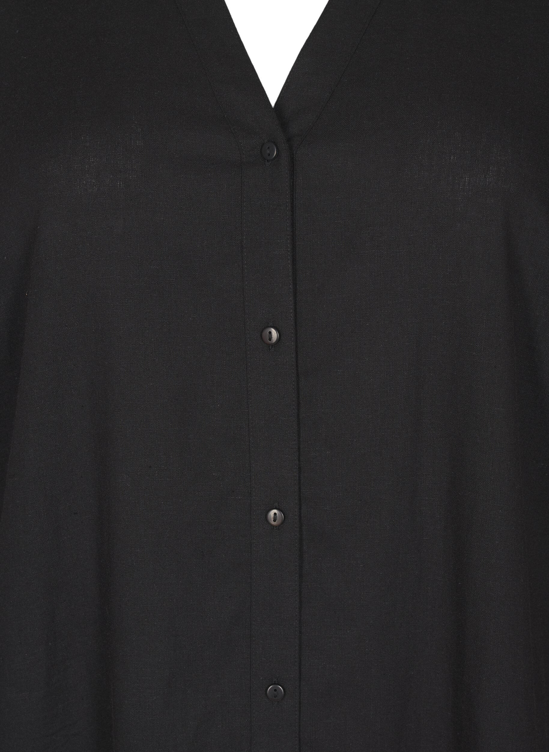 ZizzifashionLong shirt in linen and viscose, Black, Packshot image number 2