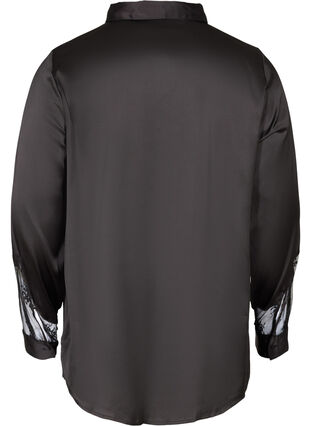 Shirt with mesh and lace, Black, Packshot image number 1