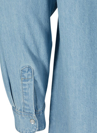 Long denim shirt in cotton, Light blue denim, Packshot image number 3