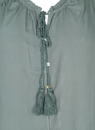 Viscose top with tie detail, Balsam Green, Packshot image number 2