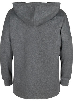 Sweatshirt with hood and slits, Dark Grey Melange, Packshot image number 1