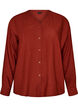 Blouse in linen and viscose with V-neck, Red, Packshot image number 0