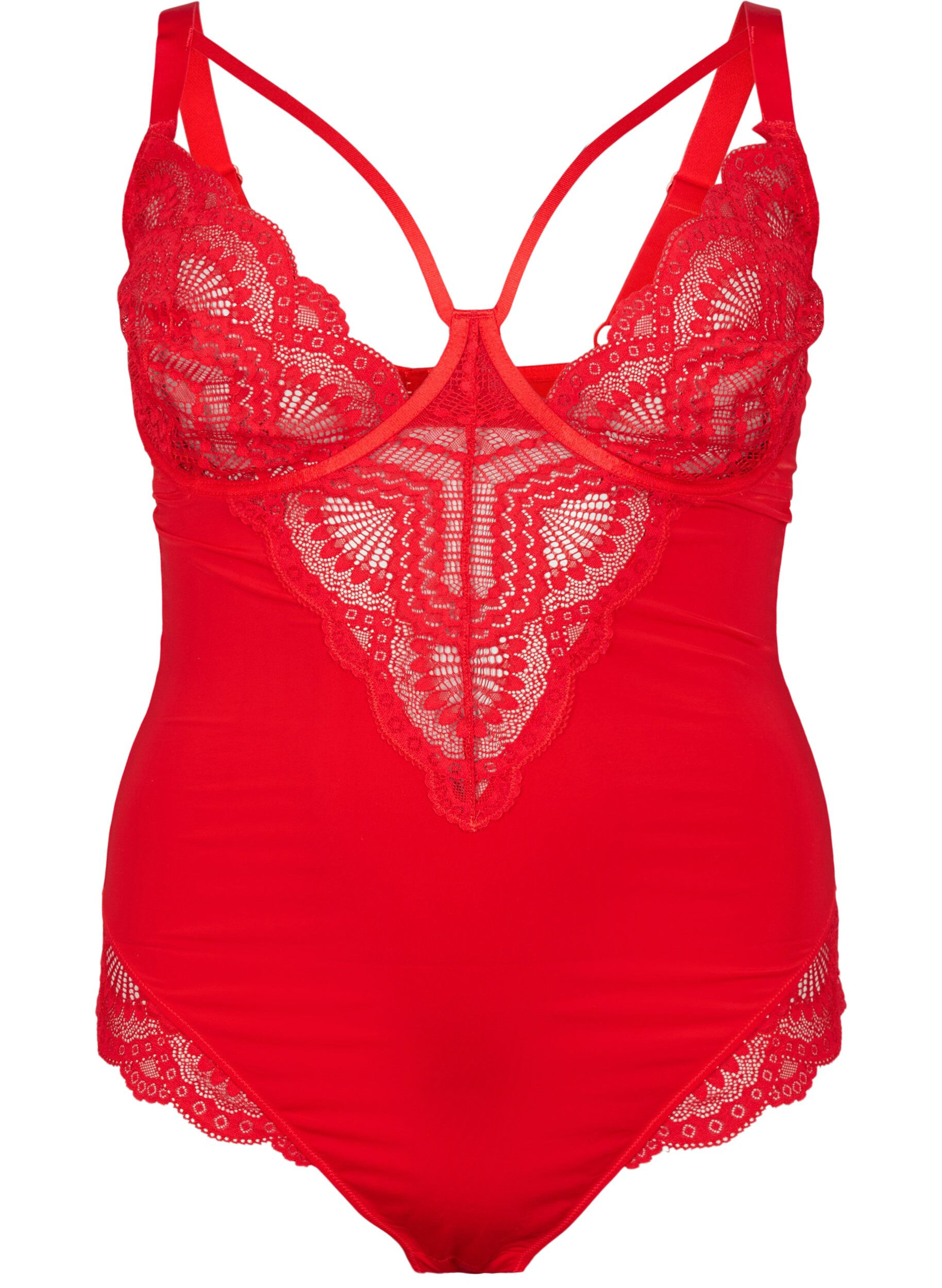 Zizzifashion Bodystocking with underwire and string detail, Salsa, Packshot image number 0