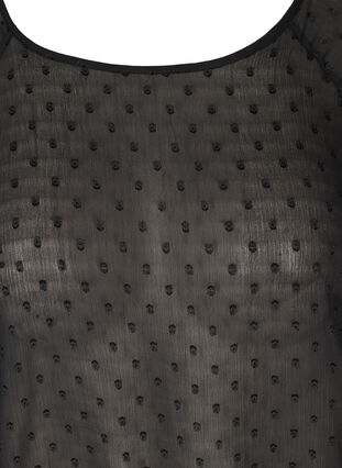 Long-sleeved mesh blouse with smocking, Black, Packshot image number 2