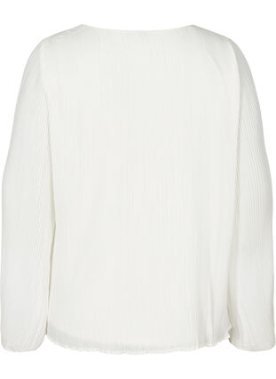 Long-sleeved pleated blouse with v-neck, Gardenia, Packshot image number 1