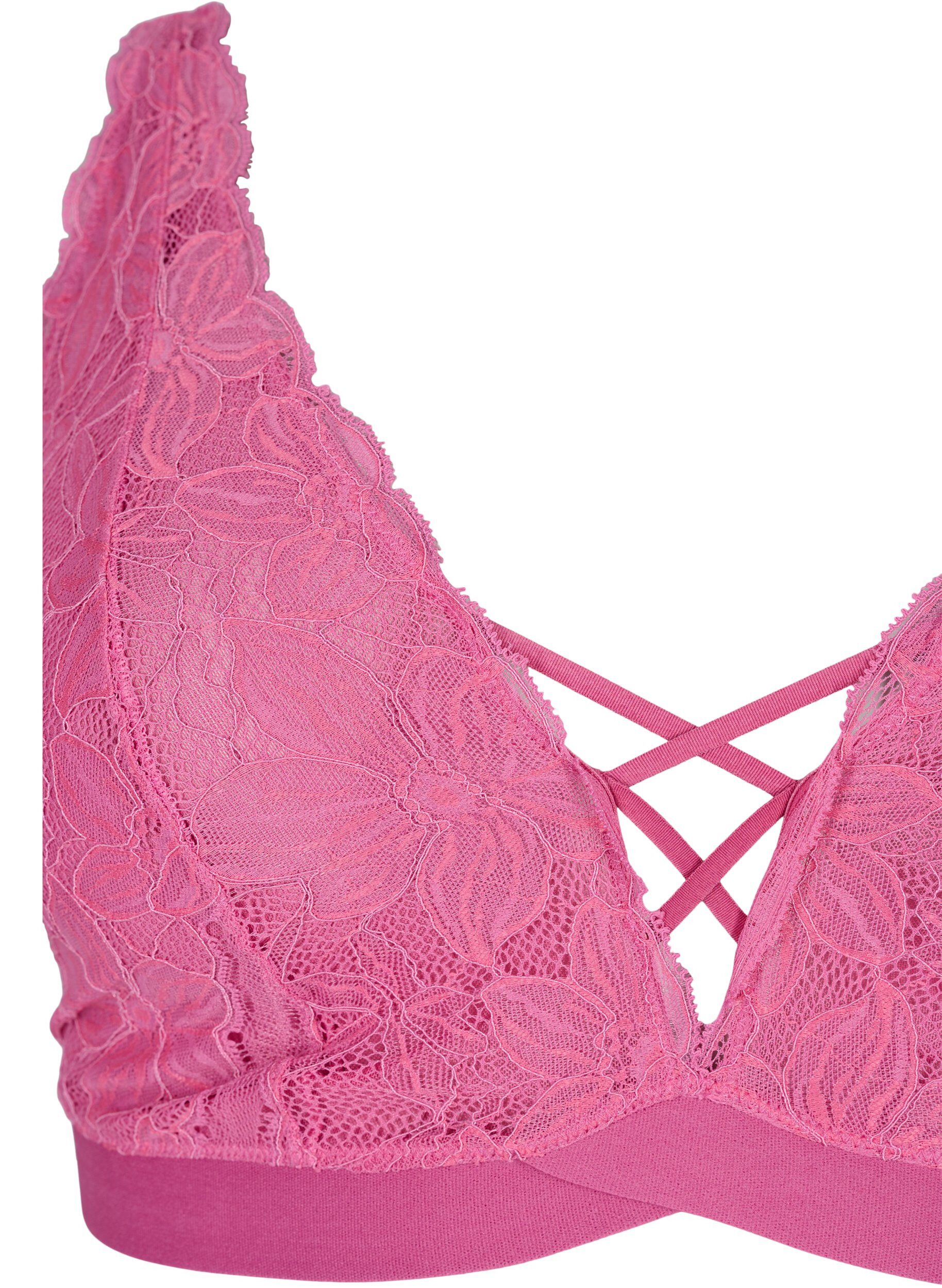 Zizzifashion Support the breasts - Lace bra with thong details, Rose, Packshot image number 2
