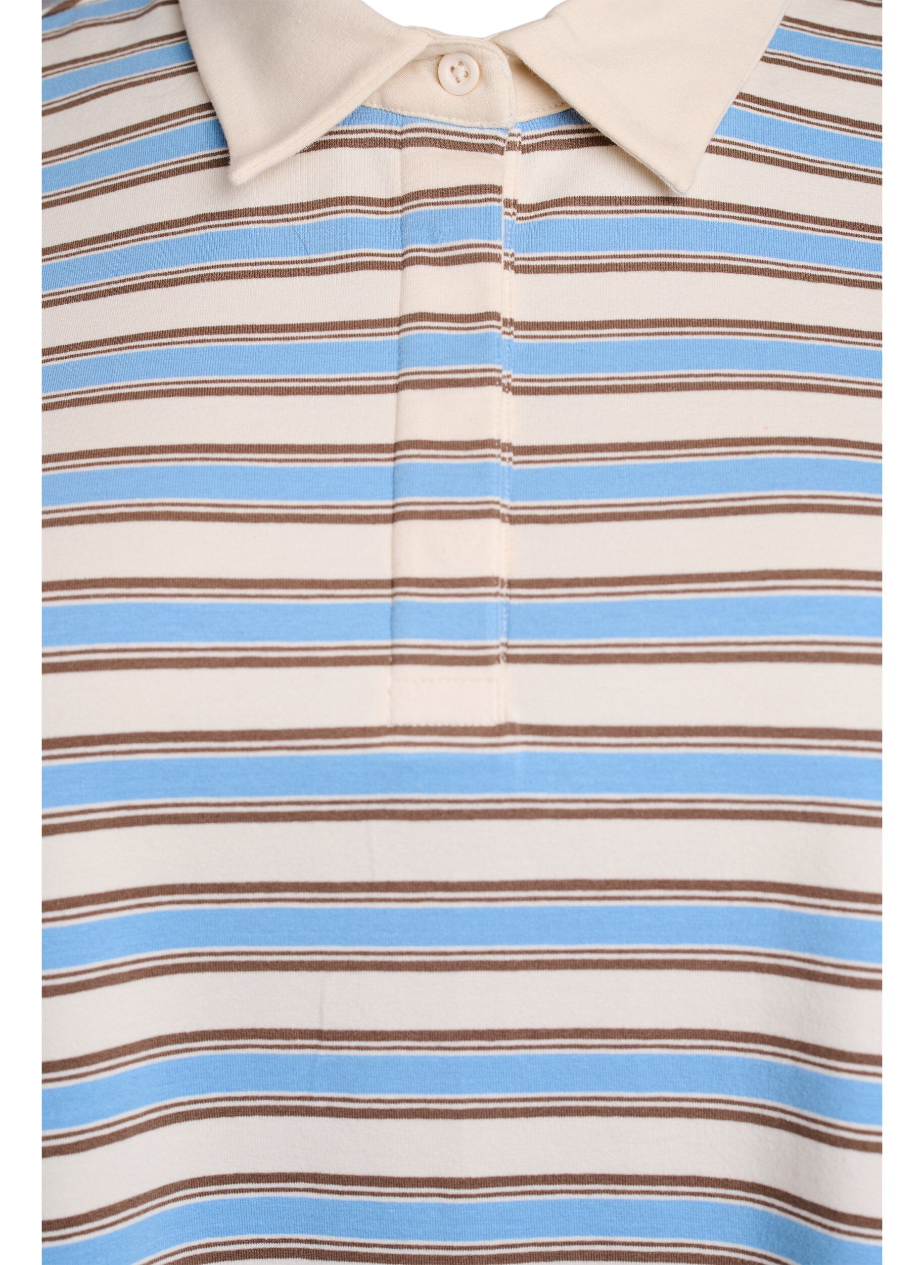 Zizzifashion Striped polo shirt with short sleeves, Light Blue, Packshot image number 2