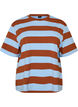 Oversized T-shirt with stripes and 1/2 sleeves, Light Blue, Packshot image number 0